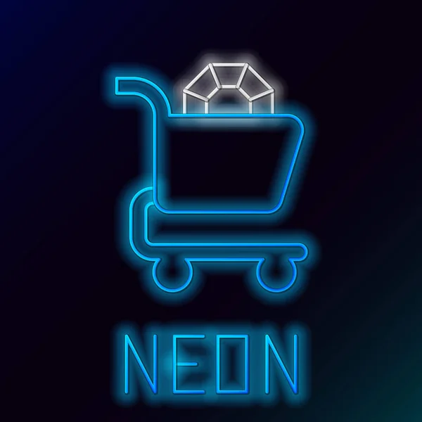 Świecąca Neon Linii Biżuteria Online Zakupy Ikona Izolowane Czarnym Tle — Wektor stockowy