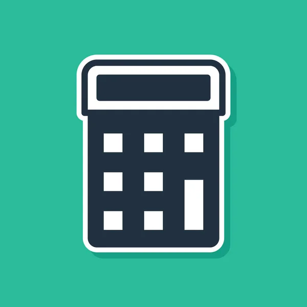 Icono Calculadora Azul Aislado Sobre Fondo Verde Símbolo Contable Cálculos — Vector de stock