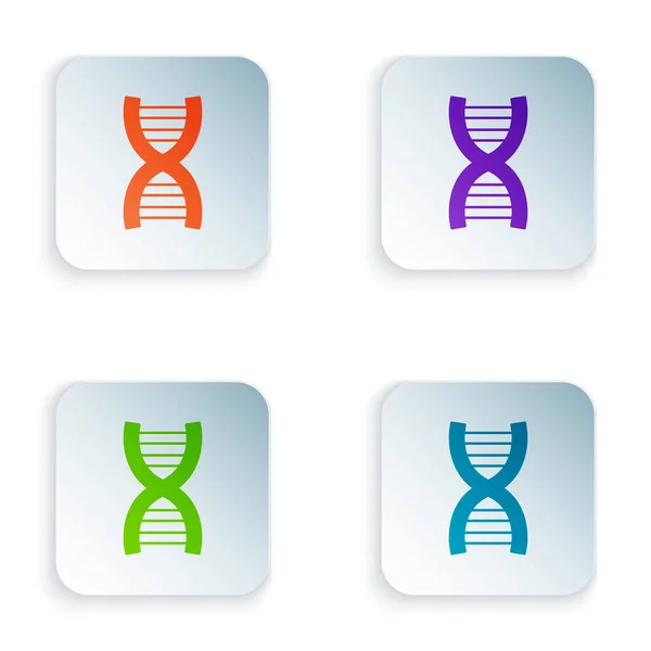 Kleur Dna Symbool Pictogram Geïsoleerd Witte Achtergrond Stel Kleurrijke Pictogrammen — Stockvector