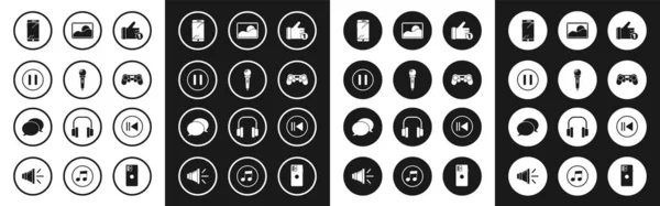 Set Hand Wie Mikrofon Pause Taste Smartphone Handy Gamepad Bild — Stockvektor
