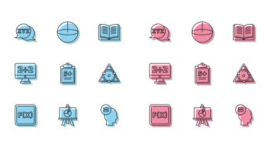 Satır Denklem Çözümü, XYZ Koordinat Sistemi, Hesap Makinesi, Test Sınav Kağıdı, Matematik Fonksiyonu Sinüs, Chalkboard, Grafik, Çizelge, çizelge, diyagram ve simge. Vektör