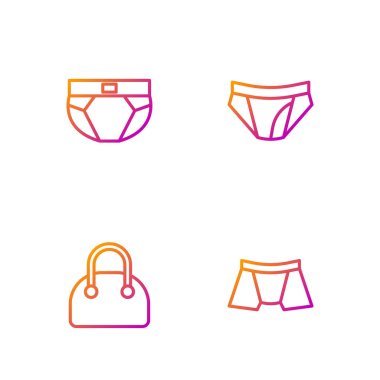 Çizgi Adam iç çamaşırı, el çantası ve... Renk simgeleri. Vektör