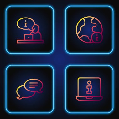 Satır Bilgileri, Konuşma Balonu Sohbeti, Televizyon Raporu ve Dünya Haberleri. Renk simgeleri. Vektör