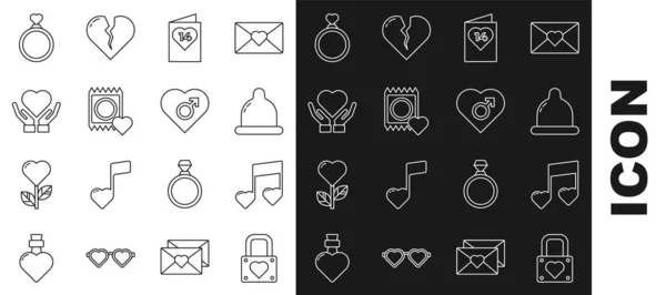 Визначте Рядок Lock Heart Music Note Tone Hearts Condom Valentines — стоковий вектор