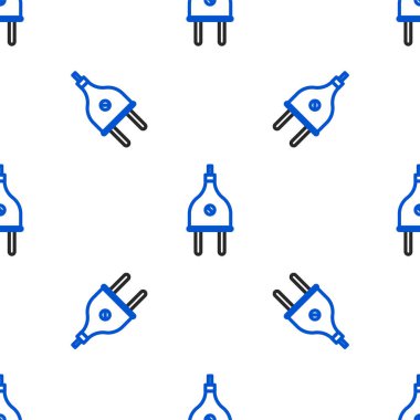 Line Electric buji simgesi beyaz arkaplanda izole edilmiş kusursuz desen. Bağlantı kavramı ve elektriğin kesilmesi. Renkli taslak konsepti. Vektör.