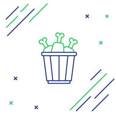 Beyaz arka planda izole edilmiş paket kutusu simgesindeki Çizgili Tavuk budu. Tavuk budu. Renkli taslak konsepti. Vektör