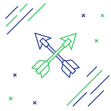 Çizgi çapraz ok simgesi beyaz arkaplanda izole edildi. Renkli taslak konsepti. Vektör