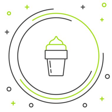 Beyaz arka planda izole edilmiş çizgi dondurma ikonu. Güzel sembol. Renkli taslak konsepti. Vektör