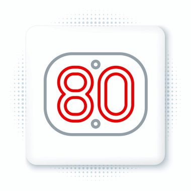 80 'lerin Retro simgesi beyaz arkaplanda izole edildi. Seksenlerin posteri. Renkli taslak konsepti. Vektör