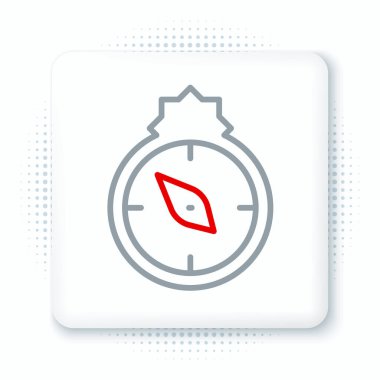 Qibla çizgisi simgesi beyaz arkaplanda izole edildi. Mekke 'deki Kabe' de namaz kılmak için kullanılan İslami Arapça terim. Renkli taslak konsepti. Vektör