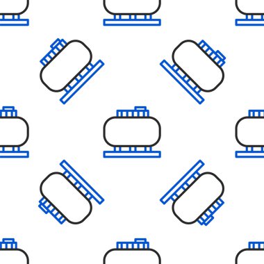 Hat yağı depolama ikonu beyaz arkaplandaki pürüzsüz deseni izole etti. Petrol ve gaz endüstrisi için gemi deposu. Petrol tankı teknoloji istasyonu. Renkli taslak konsepti. Vektör