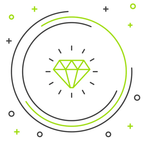 Ícone Diamante Linha Isolado Fundo Branco Símbolo Jóias Pedra Preciosa — Vetor de Stock