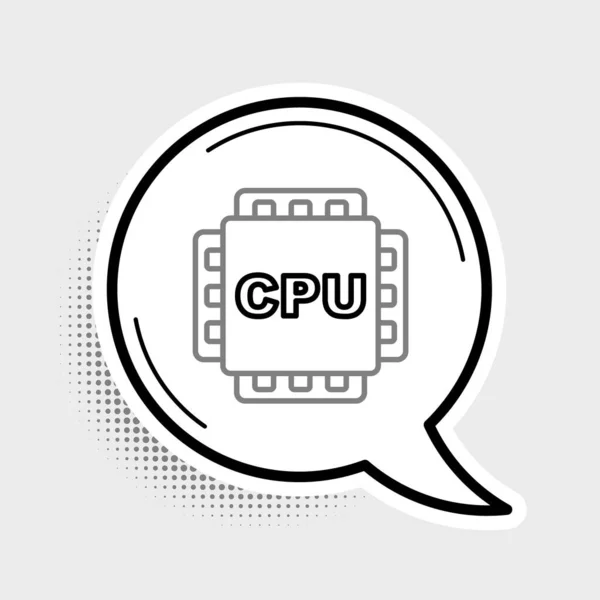 Processore Linea Con Microcircuiti Icona Cpu Isolato Sfondo Grigio Chip — Vettoriale Stock