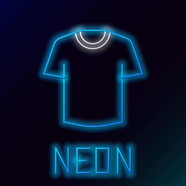 Icono Camiseta Línea Neón Brillante Aislado Sobre Fondo Negro Concepto — Vector de stock