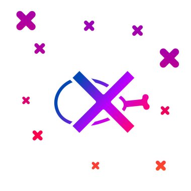 Beyaz arkaplanda hiç et simgesi yok. Fast food yasak - vejetaryen yiyecekler. Kademeli rastgele dinamik şekiller. Vektör.