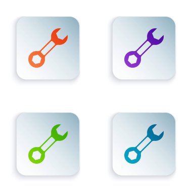 Renk Anahtarı simgesi beyaz arkaplanda izole edildi. Kare düğmelere renkli simgeleri yerleştir. Vektör.