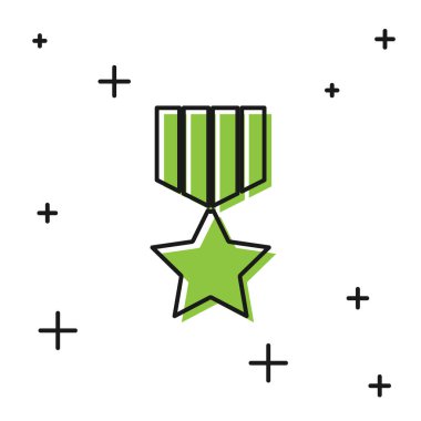 Beyaz arka planda siyah askeri ödül ikonu var. Ordu işareti. Vektör.