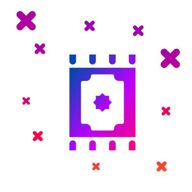 Renkli geleneksel halı kültürü ramazan Arap kutlama ikonu beyaz arka planda izole edilmiş. Kademeli rastgele dinamik şekiller. Vektör