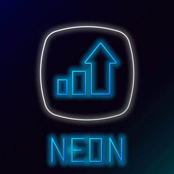 Žhnoucí Neonová Čára Ikona Zvýšení Finančního Růstu Izolovaná Černém Pozadí — Stockový vektor
