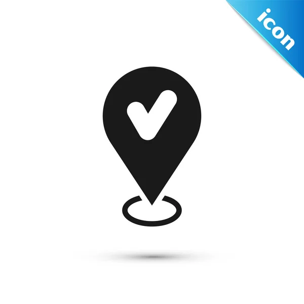 Pin Mapa Gris Con Icono Marca Verificación Aislado Sobre Fondo — Vector de stock