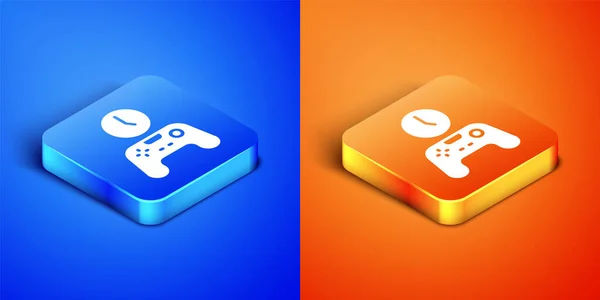 Isometrica Gamepad Icona Del Tempo Isolato Sfondo Blu Arancione Ora — Vettoriale Stock