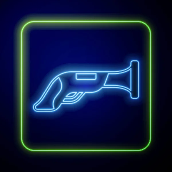 Zářící Neon Vintage Pistole Ikona Izolované Modrém Pozadí Starověká Zbraň — Stockový vektor