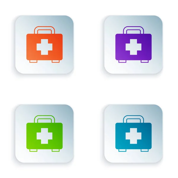Color First Aid Kit Icon Isolated White Background Medical Box — Stock Vector