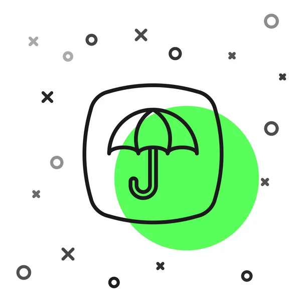 Ligne Noire Paquet Livraison Avec Icône Symbole Parapluie Isolé Sur — Image vectorielle