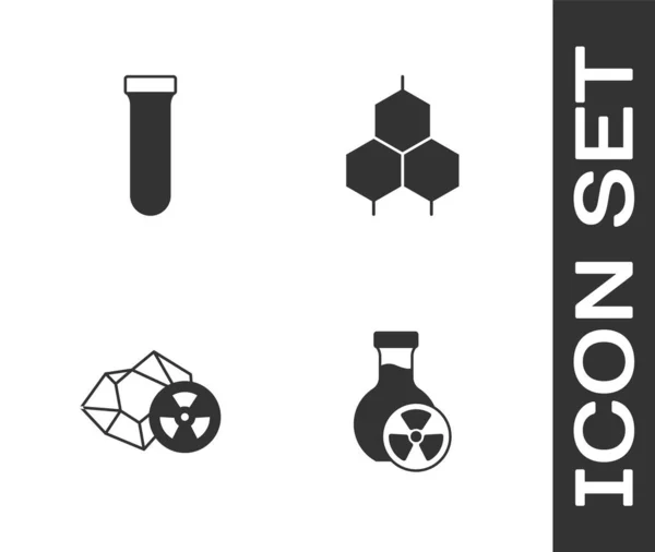 Testbuis Met Giftige Vloeistof Radioactieve Chemische Formule Icoon Vector — Stockvector