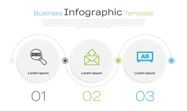 Definir Linha Seo Otimização Correio Mail Publicidade Modelo Infográfico Negócios — Vetor de Stock