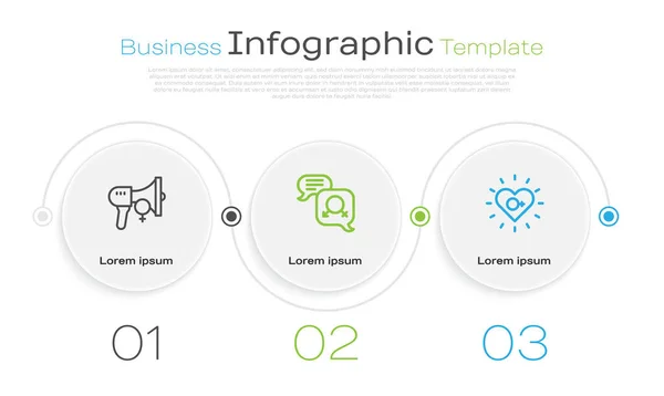 ラインフェミニスト活動家 ジェンダー平等とフェミニズムを設定します ビジネスインフォグラフィックテンプレート ベクトル — ストックベクタ