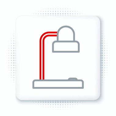 Çizgi Masa Lambası simgesi beyaz arkaplanda izole edildi. Ofis lambası. Renkli taslak konsepti. Vektör.