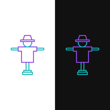 Çizgi Korkuluğu simgesi beyaz ve siyah arkaplanda izole edildi. Renkli taslak konsepti. Vektör.