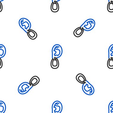 Küpe simgesine sahip Çizgi Kulak beyaz arka planda izole edilmiş kusursuz desen. Piercing. Auricle. İşitme organı. Renkli taslak konsepti. Vektör