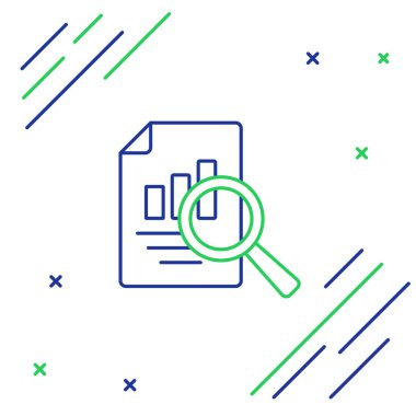 Grafik çizelgesi simgesine sahip çizgi belgesi beyaz arkaplanda izole edildi. Metin dosya simgesini rapor et. Muhasebe tabelası. Denetim, analiz, planlama. Renkli taslak konsepti. Vektör