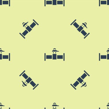 Mavi Endüstri metalik boru ve kapakçık ikonu sarı arka planda izole edilmiş pürüzsüz desen. Vektör.