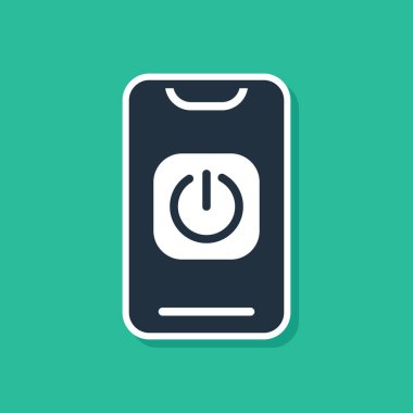 Mavi Kapat robotu, yeşil arkaplanda izole edilmiş bir telefon simgesi. Vektör.