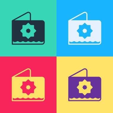 Pop Art İslami Sekizgen Yıldız Süsleme ikonu renk arkaplanında izole. Vektör