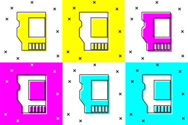 Hafıza kartı simgesini renk arkaplanında izole et. Hafıza kartı. Adaptör simgesi. Vektör
