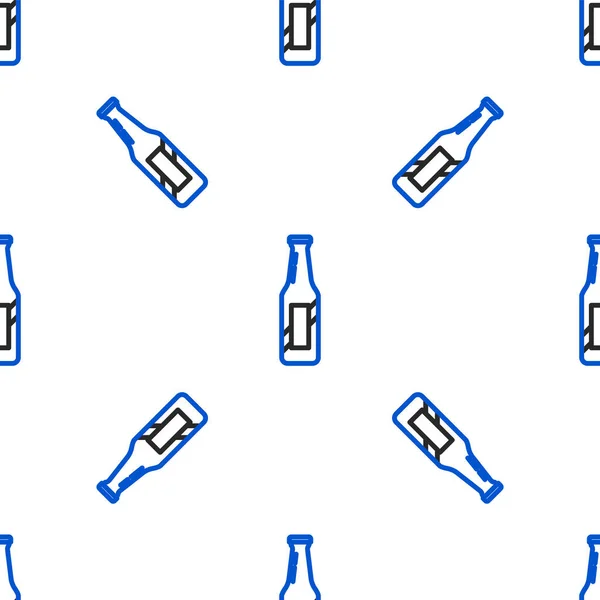 Ikon Botol Bir Garis Mengisolasi Pola Mulus Pada Latar Belakang - Stok Vektor