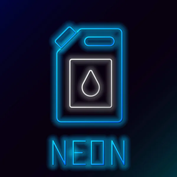 Świecący Neon Linii Kanister Ikony Oleju Silnikowego Wyizolowany Czarnym Tle — Wektor stockowy