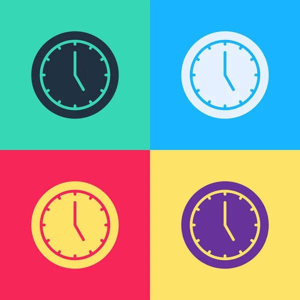 Pop Art Icono Del Reloj Aislado Fondo Color Símbolo Tiempo — Archivo Imágenes Vectoriales