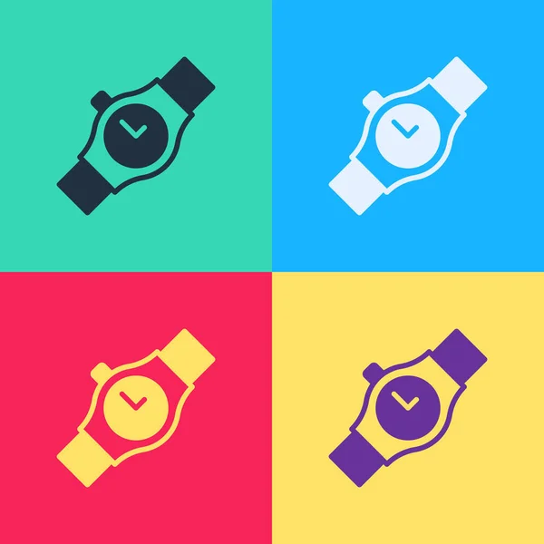 Pop Art Icône Montre Poignet Isolé Sur Fond Couleur Icône — Image vectorielle