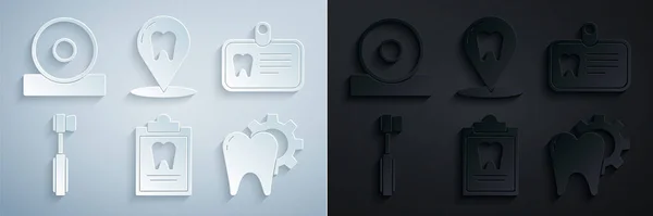 Diş Kartı Diş Fırçası Diş Fırçası Tedavi Prosedürü Diş Sağlığı — Stok Vektör