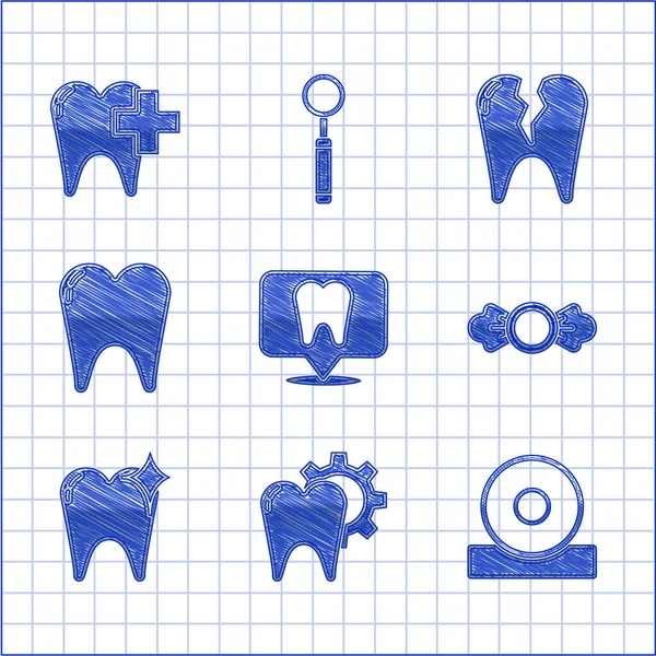 Set Clínica Dental Ubicación Procedimiento Tratamiento Dental Reflector Cabeza Otorrinolaringológica — Archivo Imágenes Vectoriales