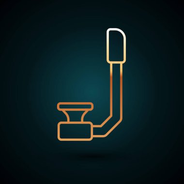 Altın çizgili Snorkel simgesi koyu mavi arkaplanda izole edilmiş. Su altı ekipmanları. Vektör.