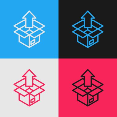 Pop Art Line Unboks simgesi renk arkaplanında izole edildi. Vektör