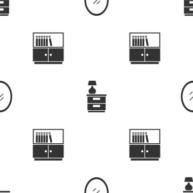 Ayna, mobilya sehpasını lamba ve kütüphane kitaplığını pürüzsüz şekilde ayarla. Vektör