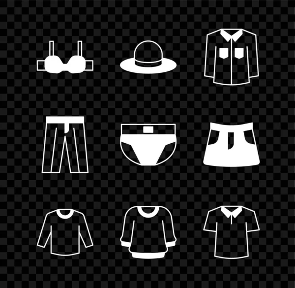 Set Sujetador Sombrero Hombre Camisa Jersey Pantalones Hombres Icono Ropa — Archivo Imágenes Vectoriales