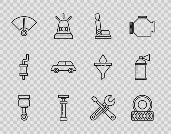 Réglage Moteur Piston Siège Roue Voiture Compteur Vitesse Tournevis Outils — Image vectorielle